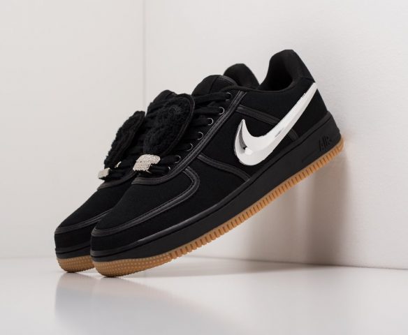 Nike x Travis Scott Air Force 1 Low black leather. Вид 1